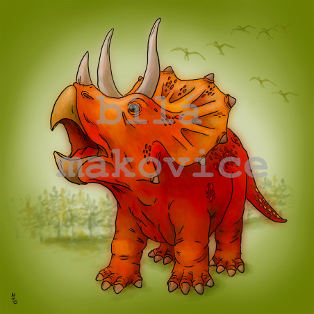 Čtvercový látkový panel Triceratops Max